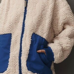 Anthropologie Pilcro Cream and Blue Teddy Jacket